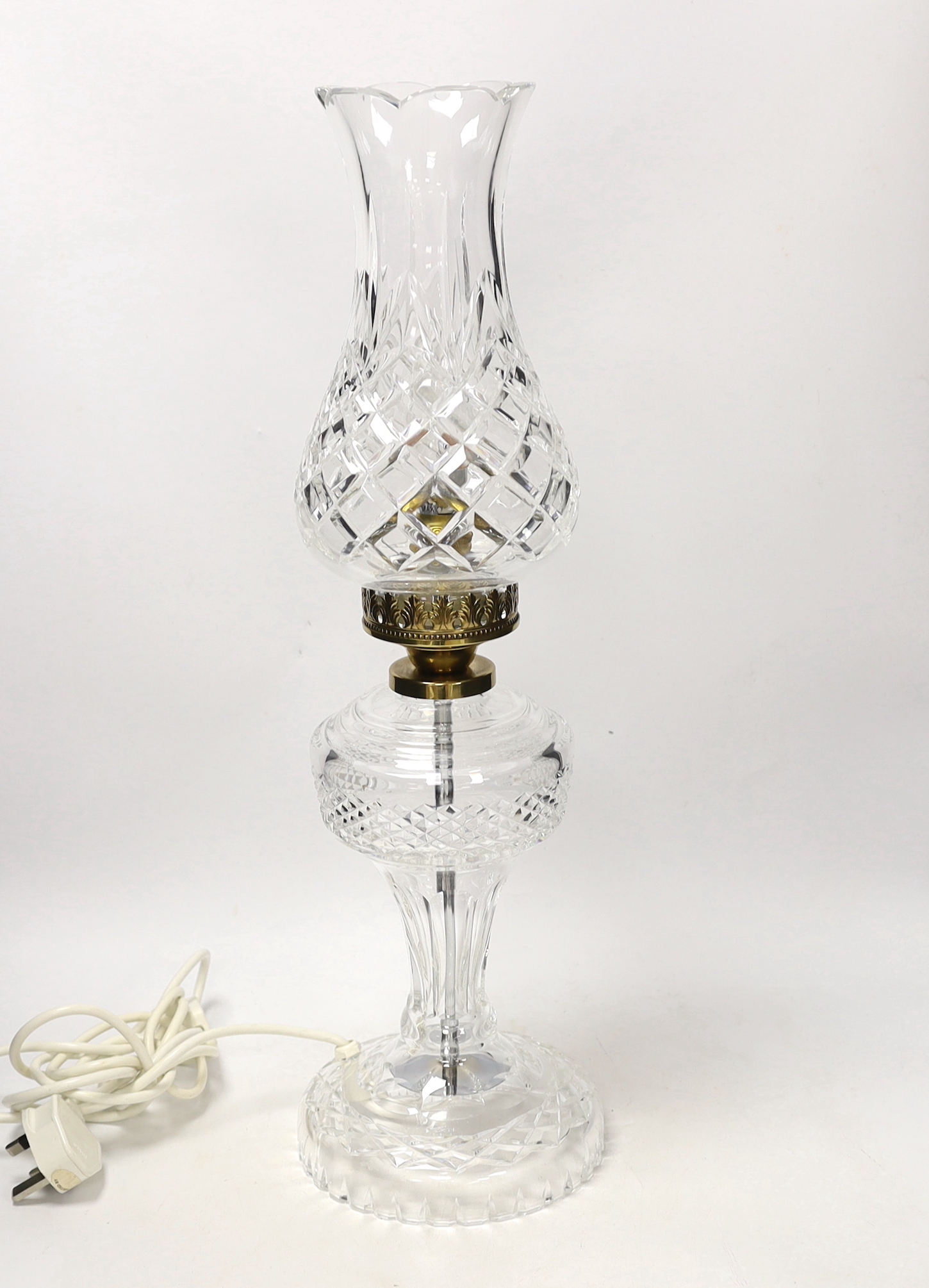 A Waterford cut glass table lamp and shade , 56cm high